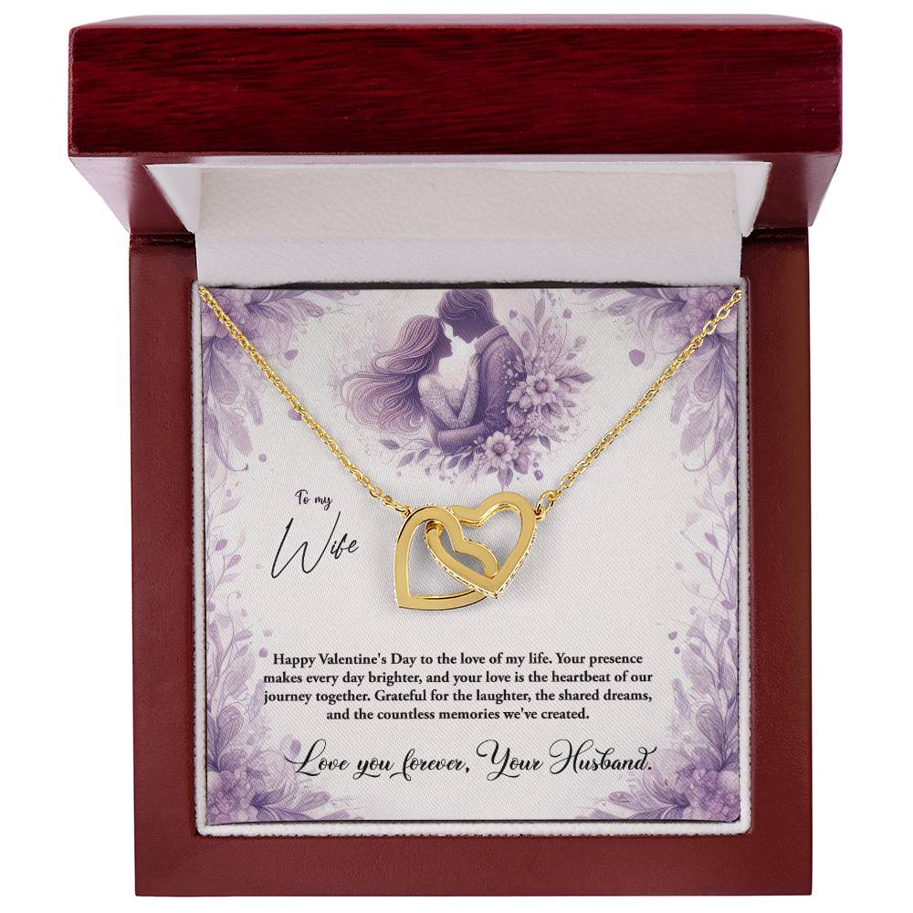 Valentine-st10a Interlocking Hearts Necklace, Gift to my Wife with Beautiful Message Card