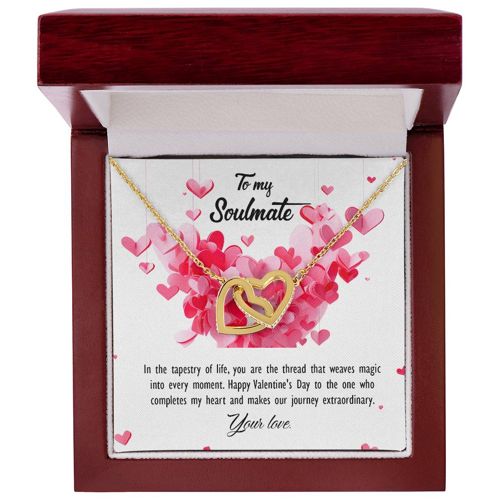 valentine-26b Interlocking Hearts neck, Gift to My Soulmate with Message Card