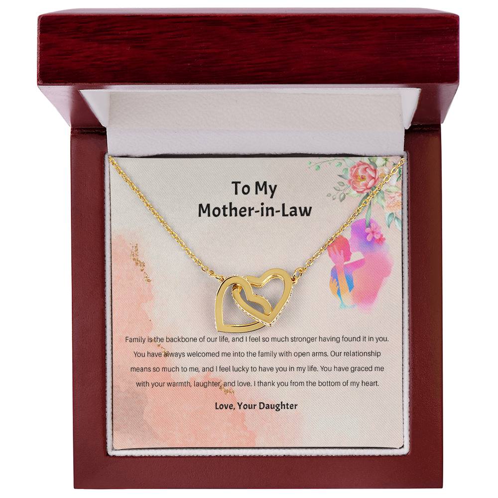 94689b Interlocking Hearts Necklace, Gift to my Stepmom with Beautiful Message Card