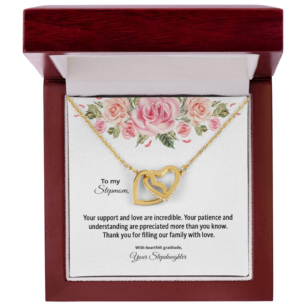 4031d Interlocking Hearts Necklace, Gift to my Stepmom with Beautiful Message Card