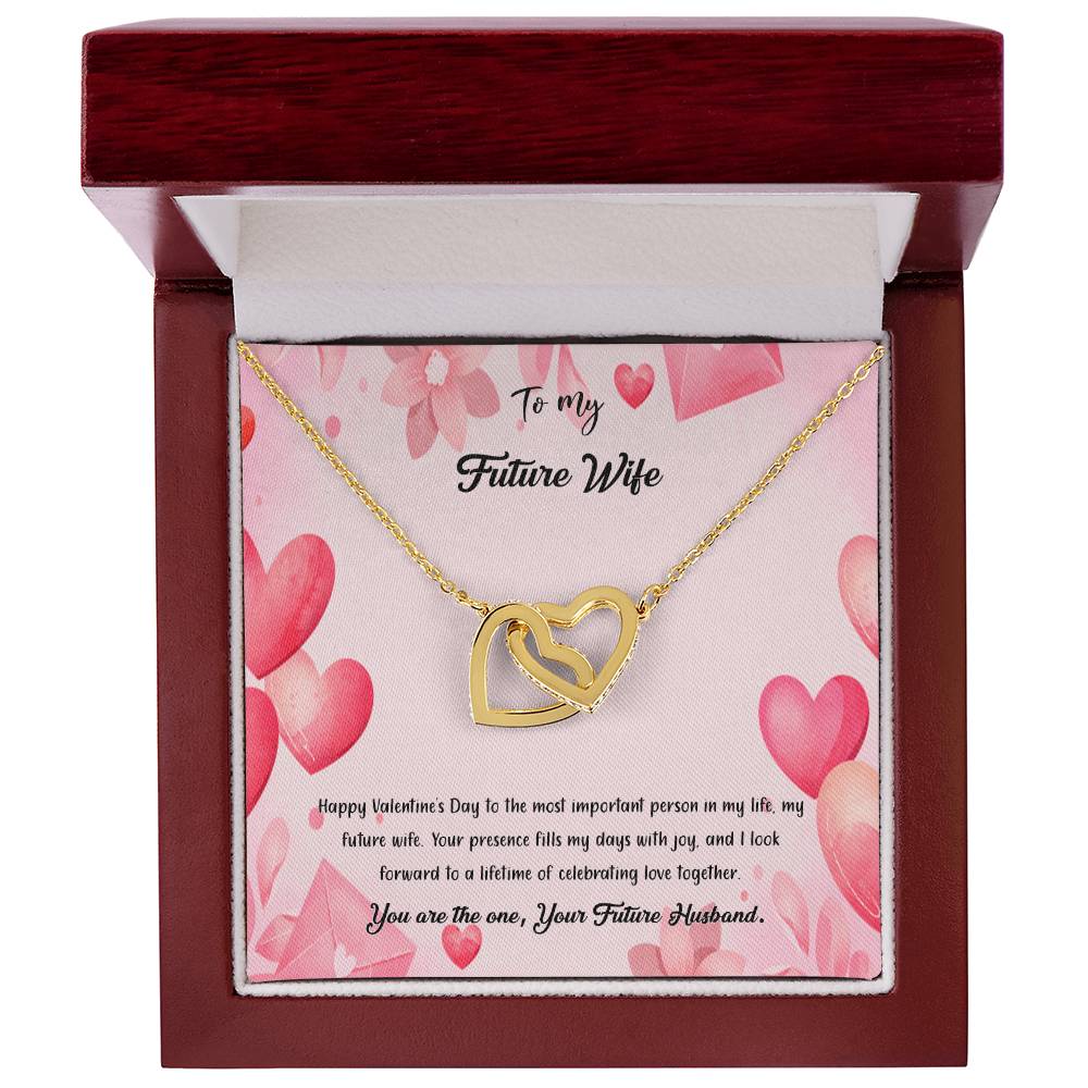 valentine-37d Interlocking Hearts Necklace, Gift to my Future Wife with Beautiful Message Card