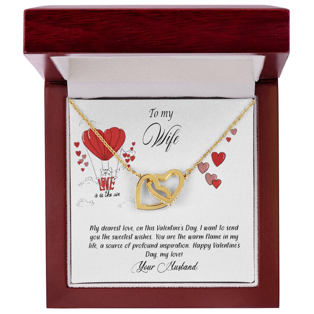 valentine-24a Interlocking Hearts Necklace, Gift to my Wife with Beautiful Message Card