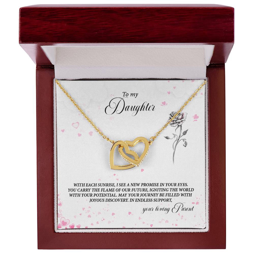 4037a Interlocking Hearts Necklace, Gift to my Daughter with Beautiful Message Card