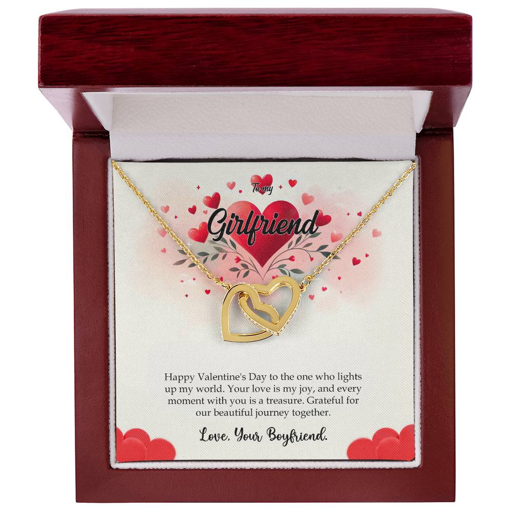 Valentine-st11c Interlocking Hearts Necklace, Gift to my Girlfriend with Beautiful Message Card