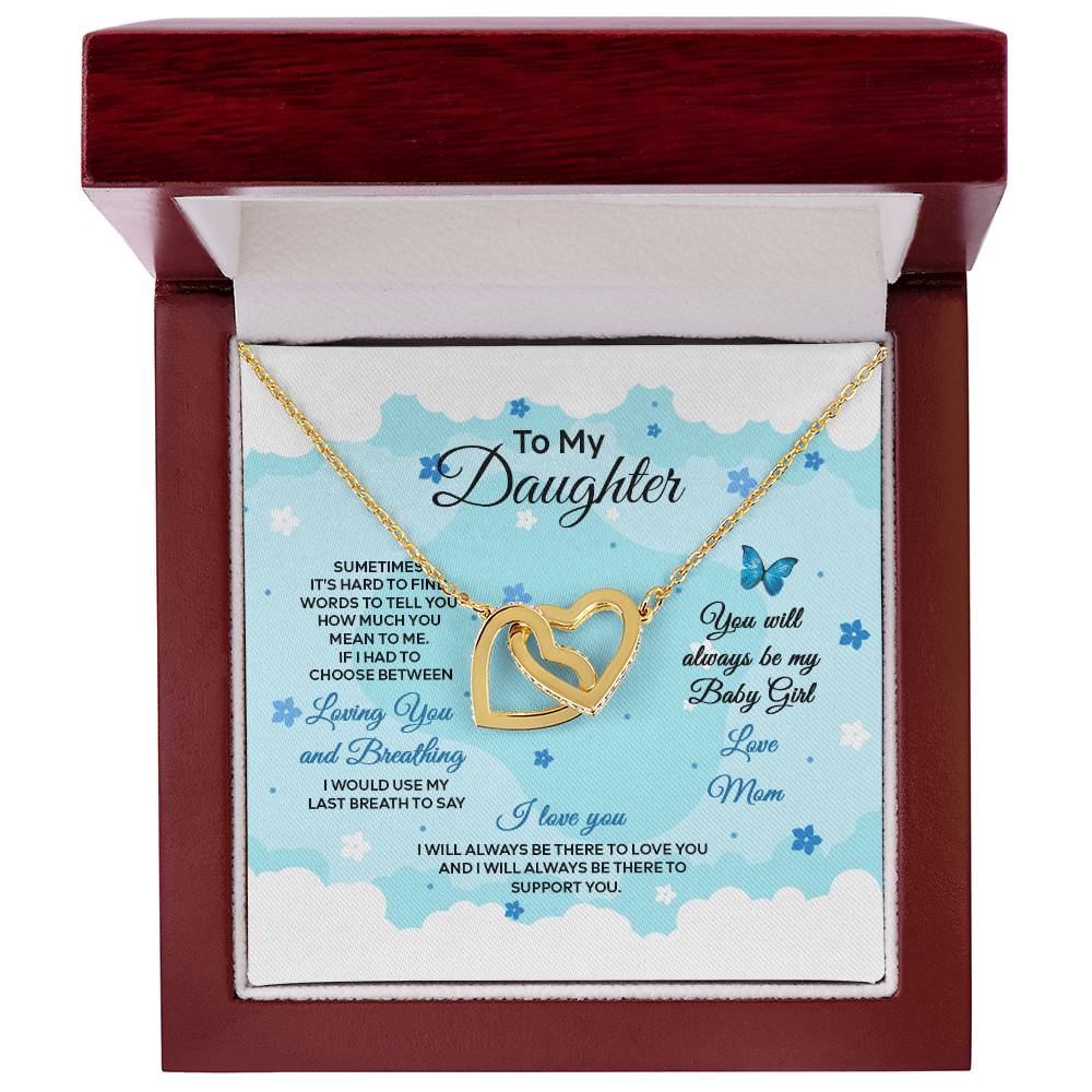 4019a Interlocking Hearts neck, Gift to my Daughter with Beautiful Message Card