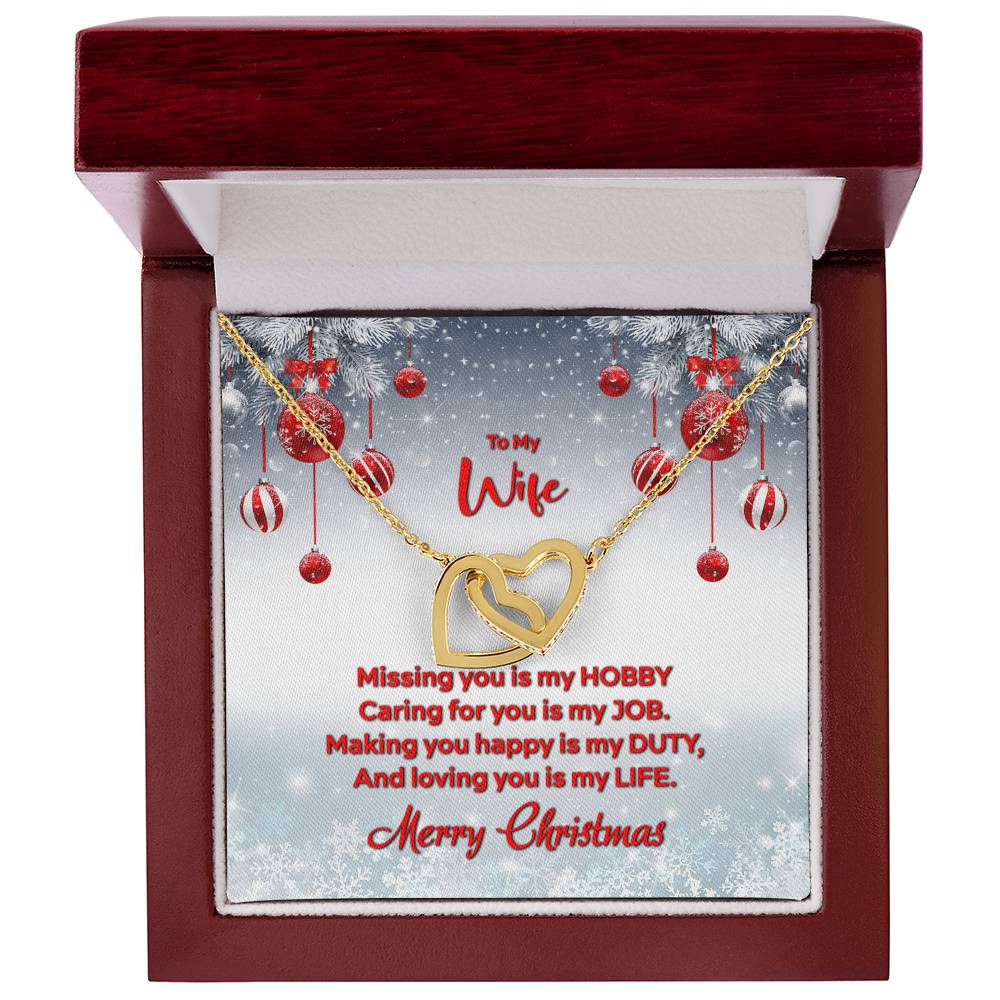 4012 Interlocking Hearts neck, Gift to my Wife with Beautiful Message Card