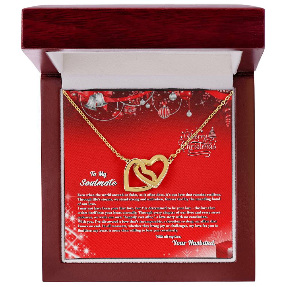 4007b Interlocking Hearts neck, Gift to My Soulmate with Message Card