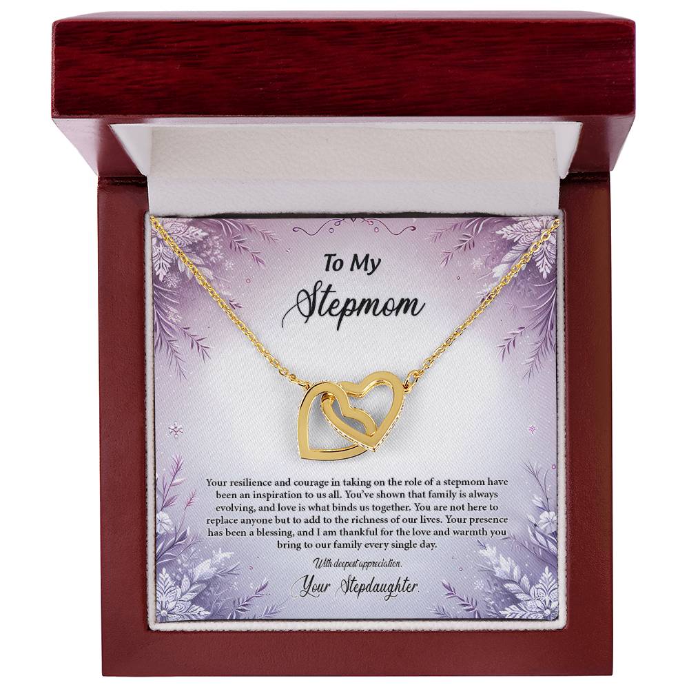 4054b Interlocking Hearts Necklace, Gift to my Stepmom with Beautiful Message Card