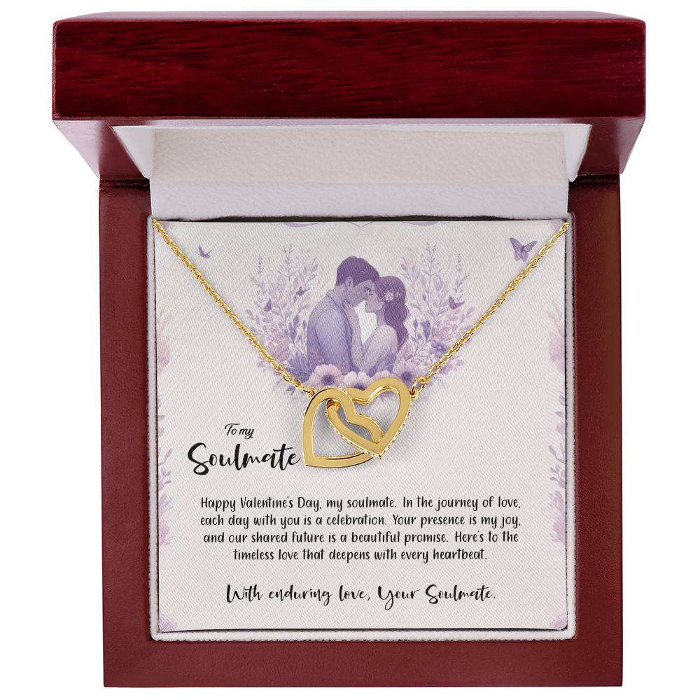 Valentine-st14b Interlocking Hearts neck, Gift to My Soulmate with Message Card