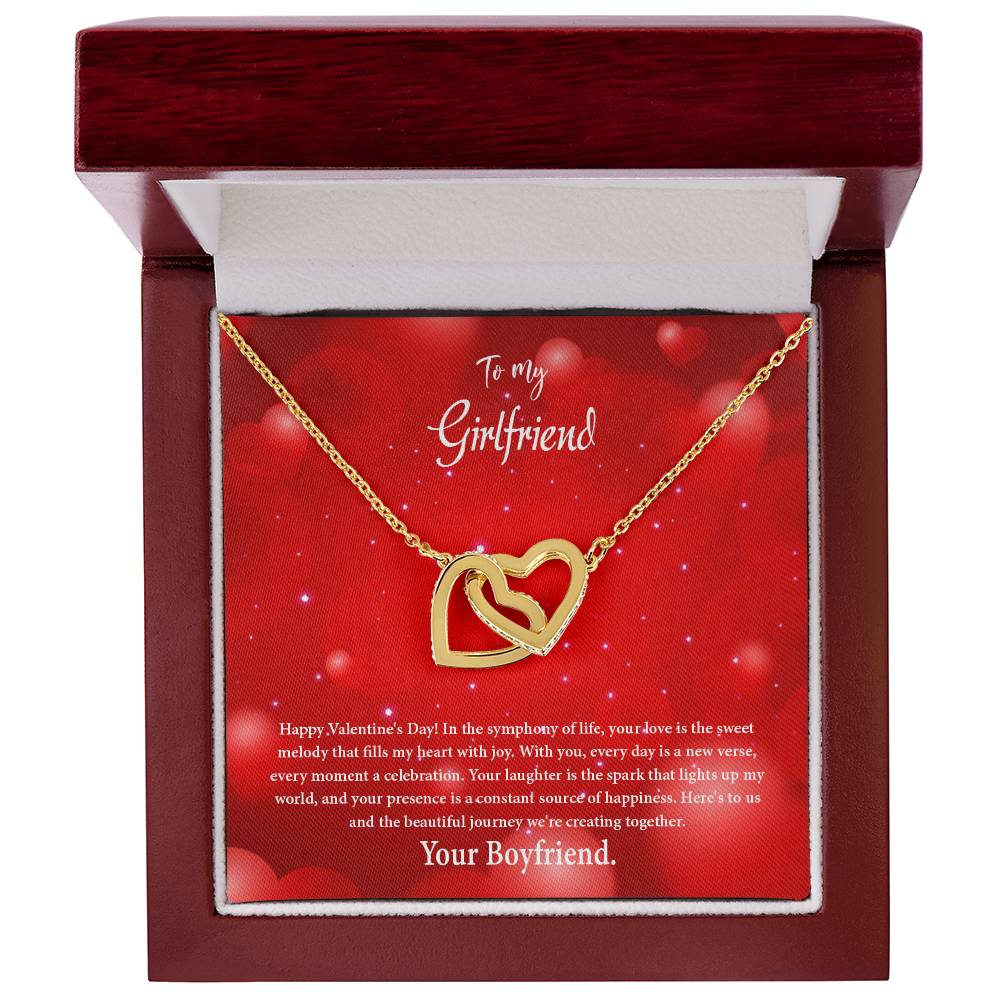 valentine-34c Interlocking Hearts Necklace, Gift to my Girlfriend with Beautiful Message Card