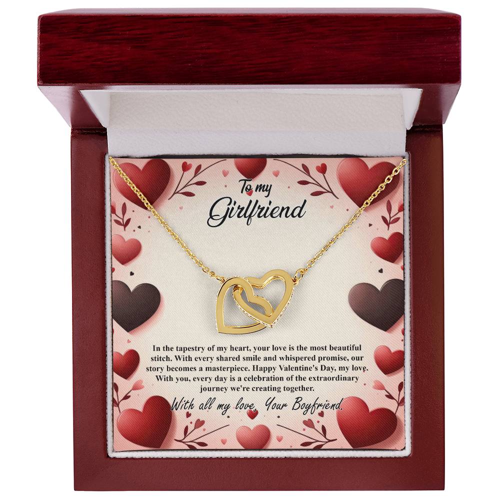 Valentine-st7c Interlocking Hearts Necklace, Gift to my Girlfriend with Beautiful Message Card