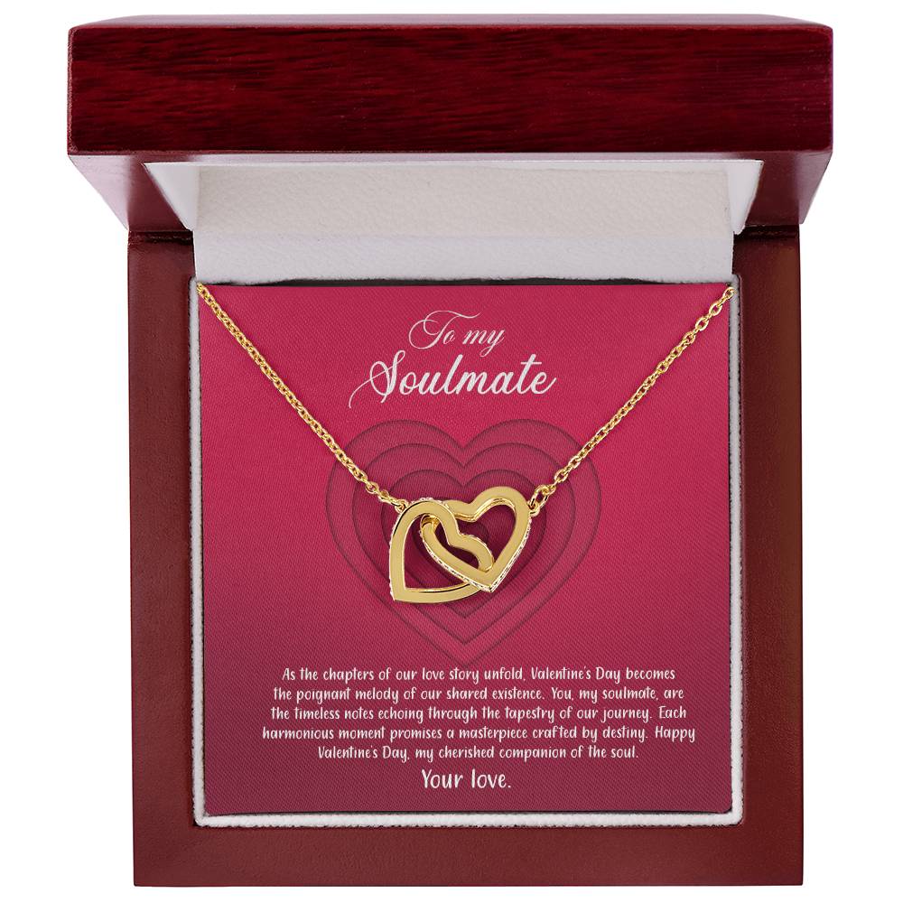 valentine-9b Interlocking Hearts neck, Gift to My Soulmate with Message Card