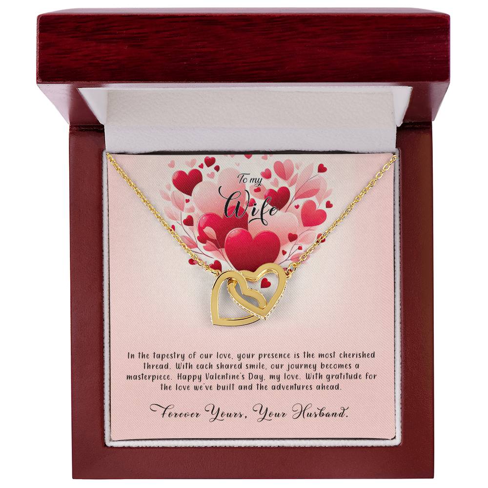 Valentine-st8a Interlocking Hearts Necklace, Gift to my Wife with Beautiful Message Card