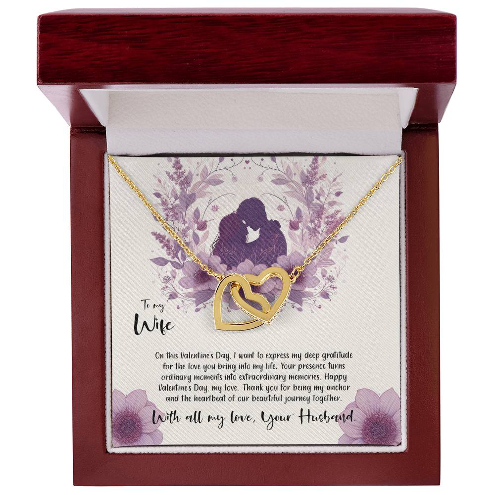 Valentine-st9a Interlocking Hearts Necklace, Gift to my Wife with Beautiful Message Card