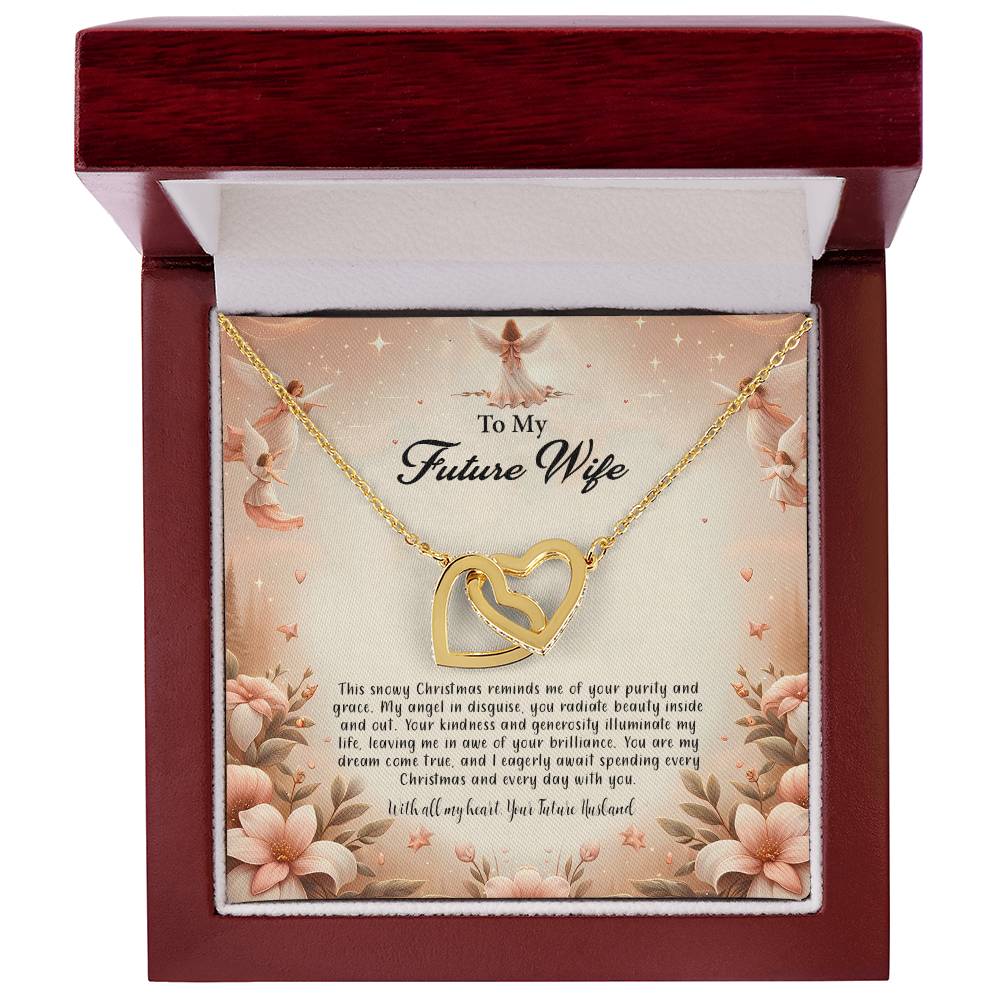 4052e Interlocking Hearts Necklace, Gift to my Future Wife with Beautiful Message Card