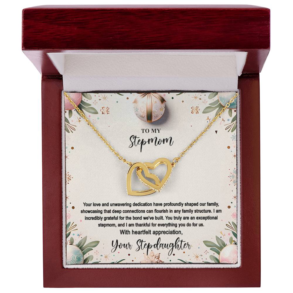 4048(a) Interlocking Hearts Necklace, Gift to my Stepmom with Beautiful Message Card