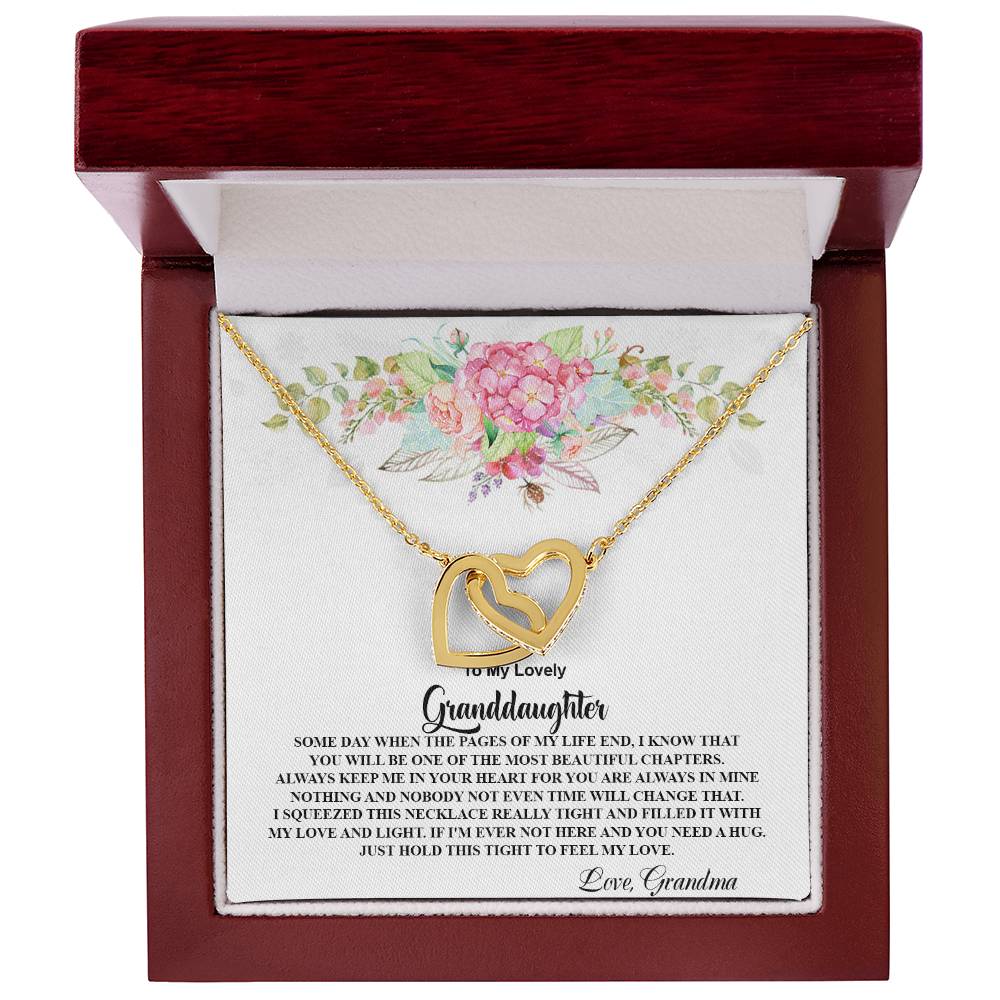 4026 b Interlocking Hearts Necklace, Gift to My Granddaughter , with beautiful message card