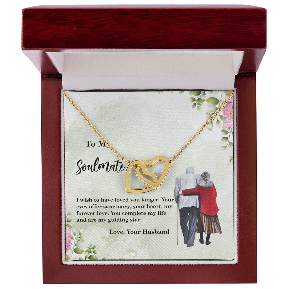 4028c Interlocking Hearts neck, Gift to My Soulmate with Message Card