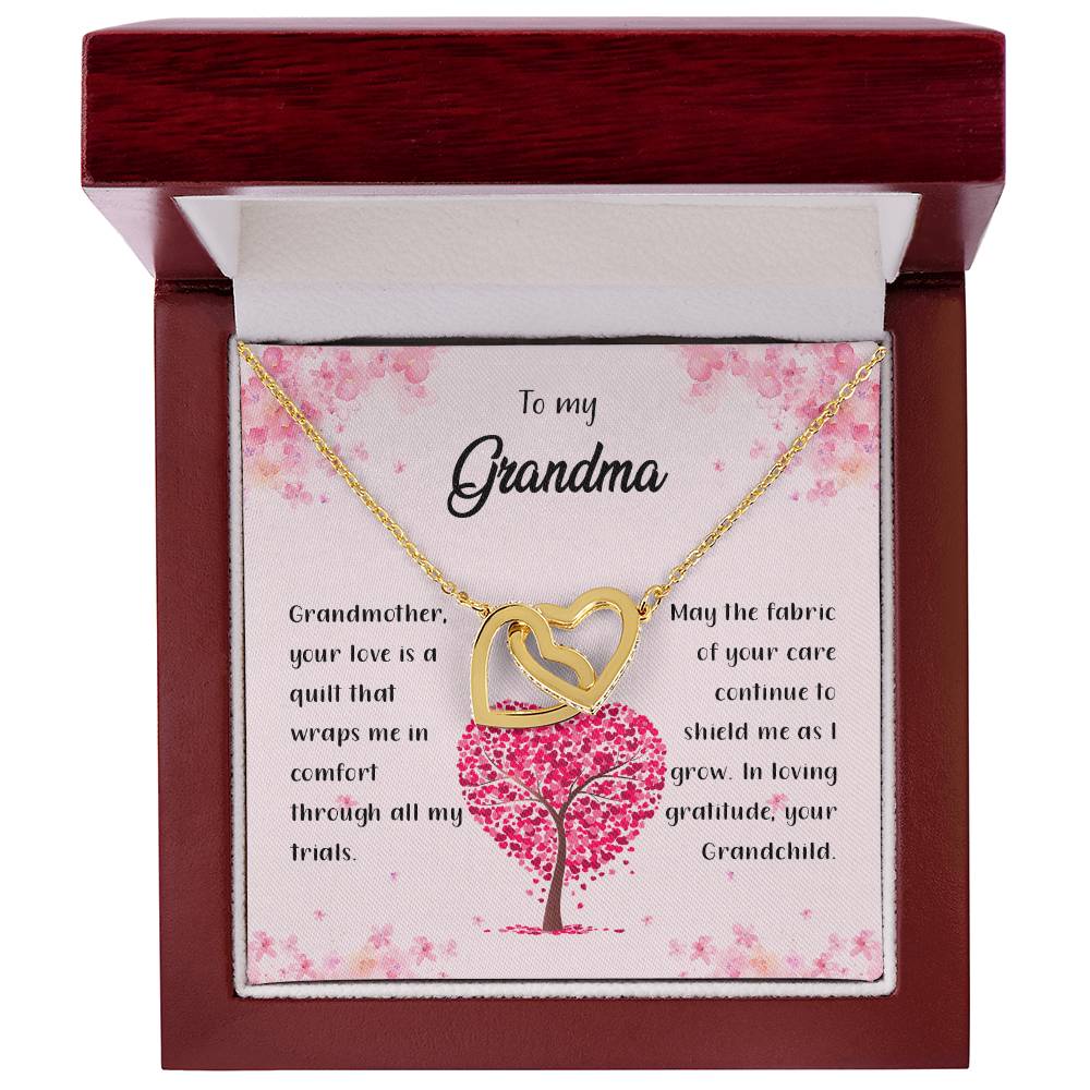 4042a Interlocking Hearts Necklace, Gift to my Grandma with Beautiful Message Card