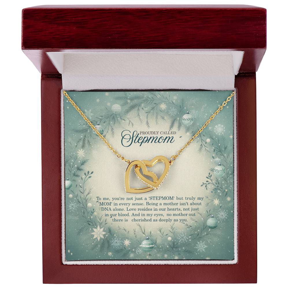 95320 b Interlocking Hearts Necklace, Gift to my Stepmom with Beautiful Message Card