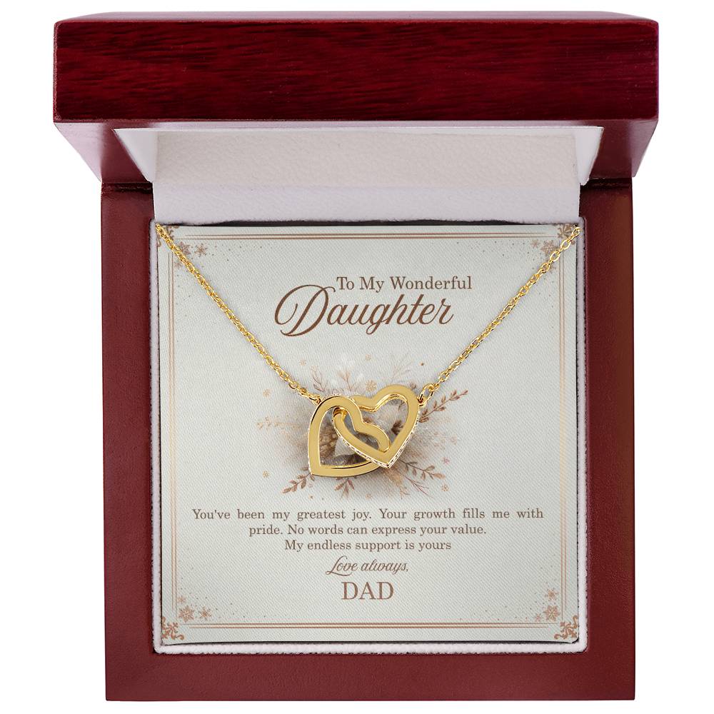 95318 c Interlocking Hearts Necklace, Gift to my Daughter with Beautiful Message Card