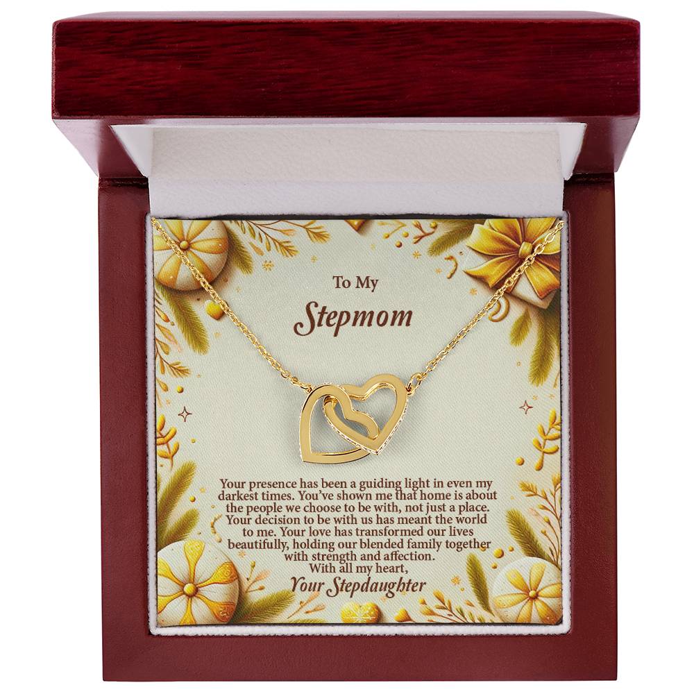 4056c Interlocking Hearts Necklace, Gift to my Stepmom with Beautiful Message Card