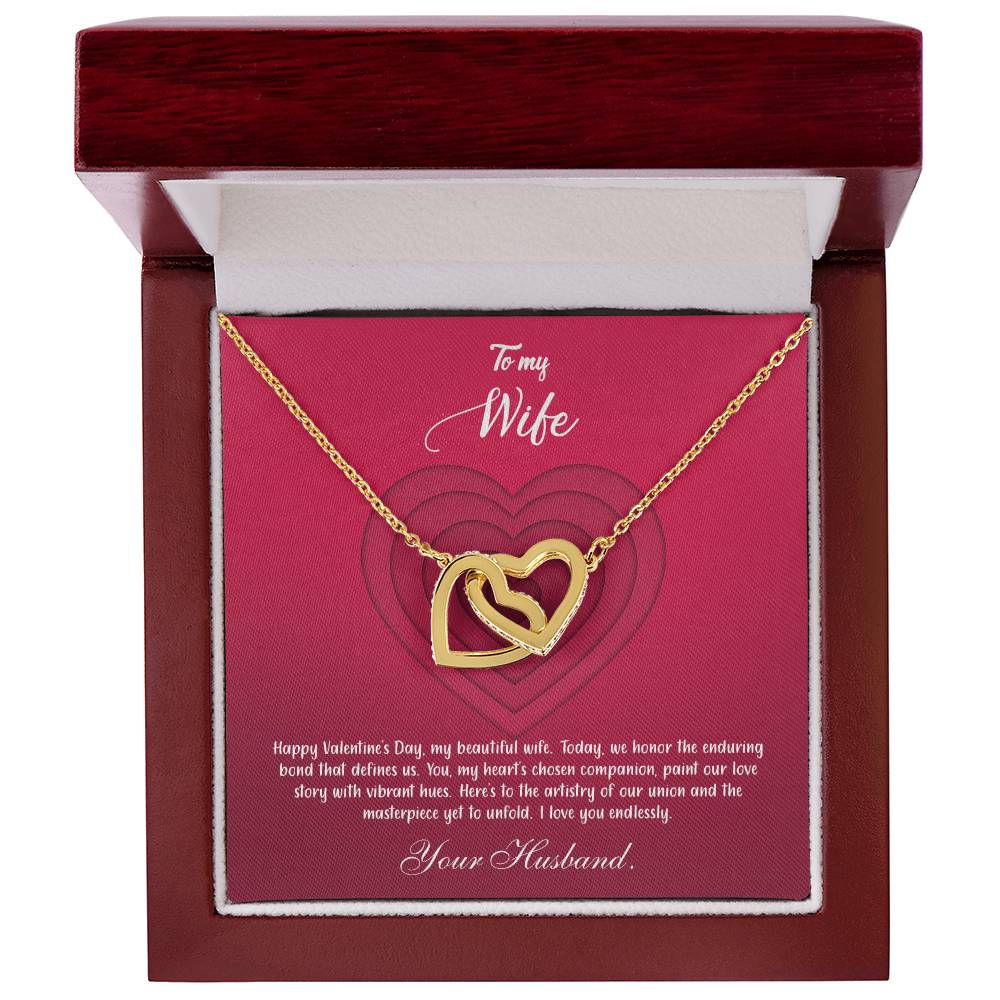 valentine-9a Interlocking Hearts Necklace, Gift to my Wife with Beautiful Message Card