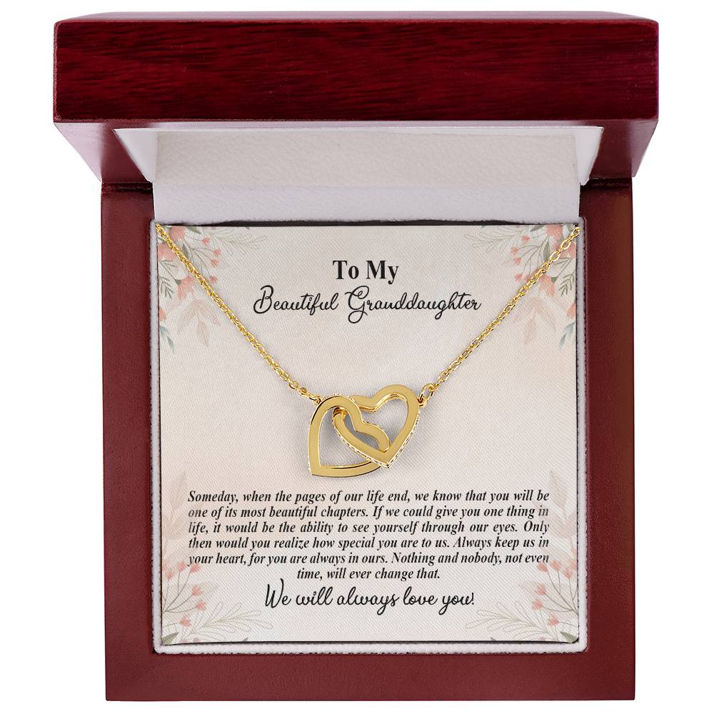 4025d Interlocking Hearts Necklace, Gift to My Granddaughter , with beautiful message card