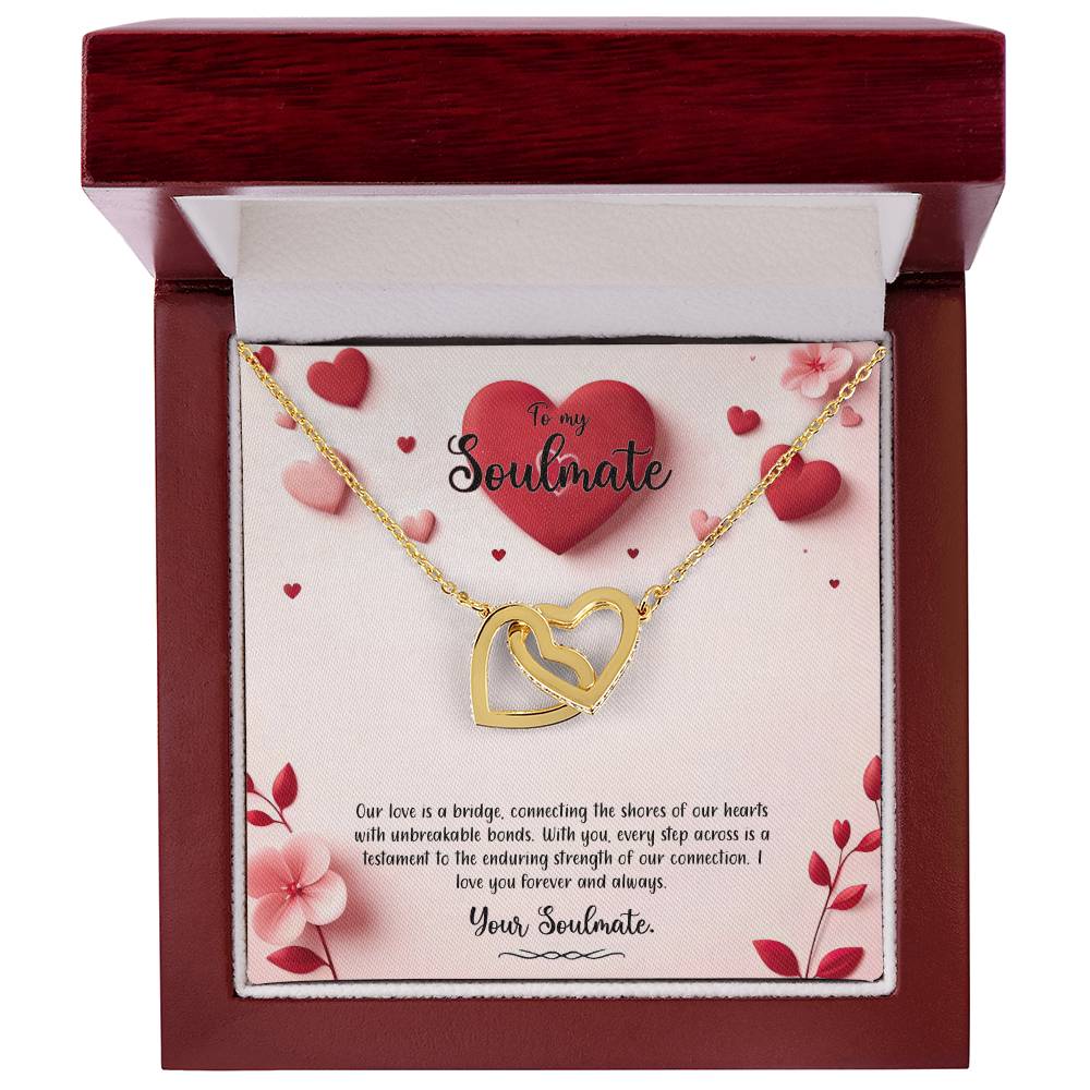 Valentine-st6b Interlocking Hearts neck, Gift to My Soulmate with Message Card