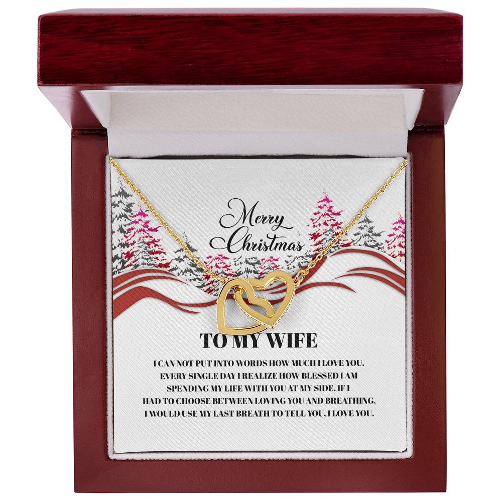 4016a Interlocking Hearts neck, Gift to my Wife with Beautiful Message Card