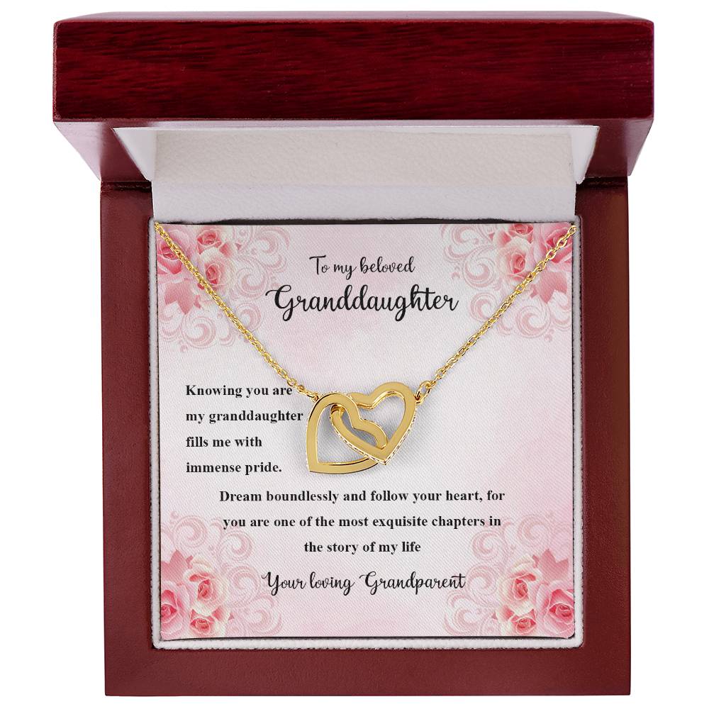 4036a Interlocking Hearts Necklace, Gift to My Granddaughter , with beautiful message card