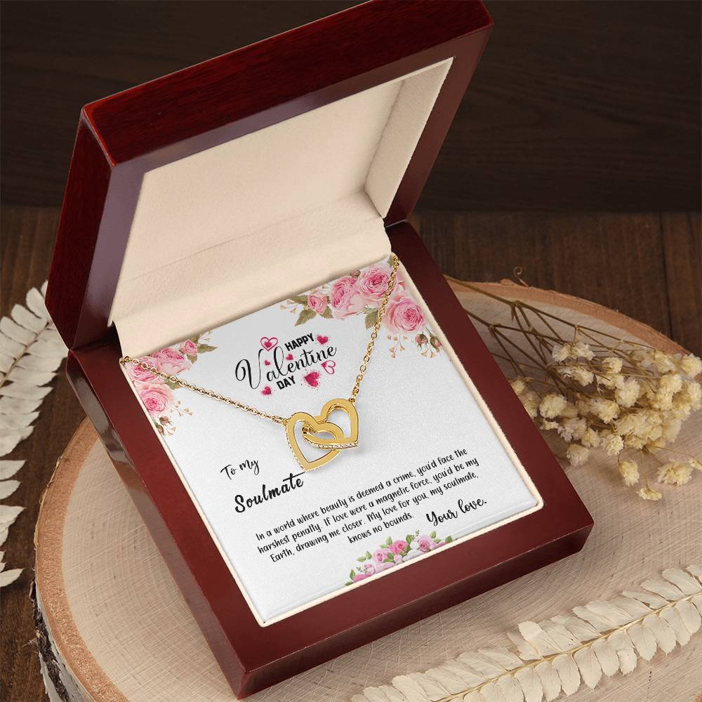 valentine-31b Interlocking Hearts neck, Gift to My Soulmate with Message Card