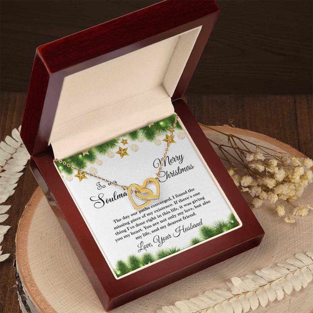 4004a Interlocking Hearts neck, Gift to My Soulmate with Message Card