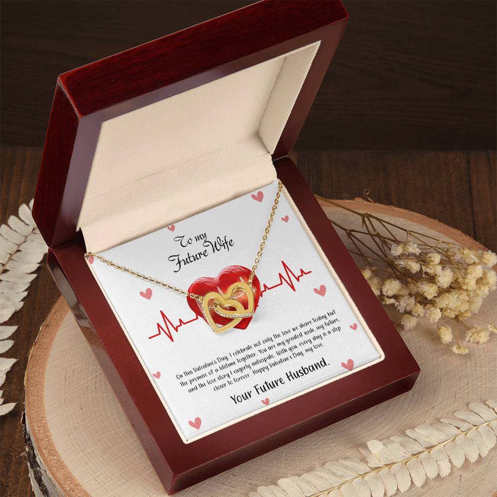 valentine-33d Interlocking Hearts Necklace, Gift to my Future Wife with Beautiful Message Card