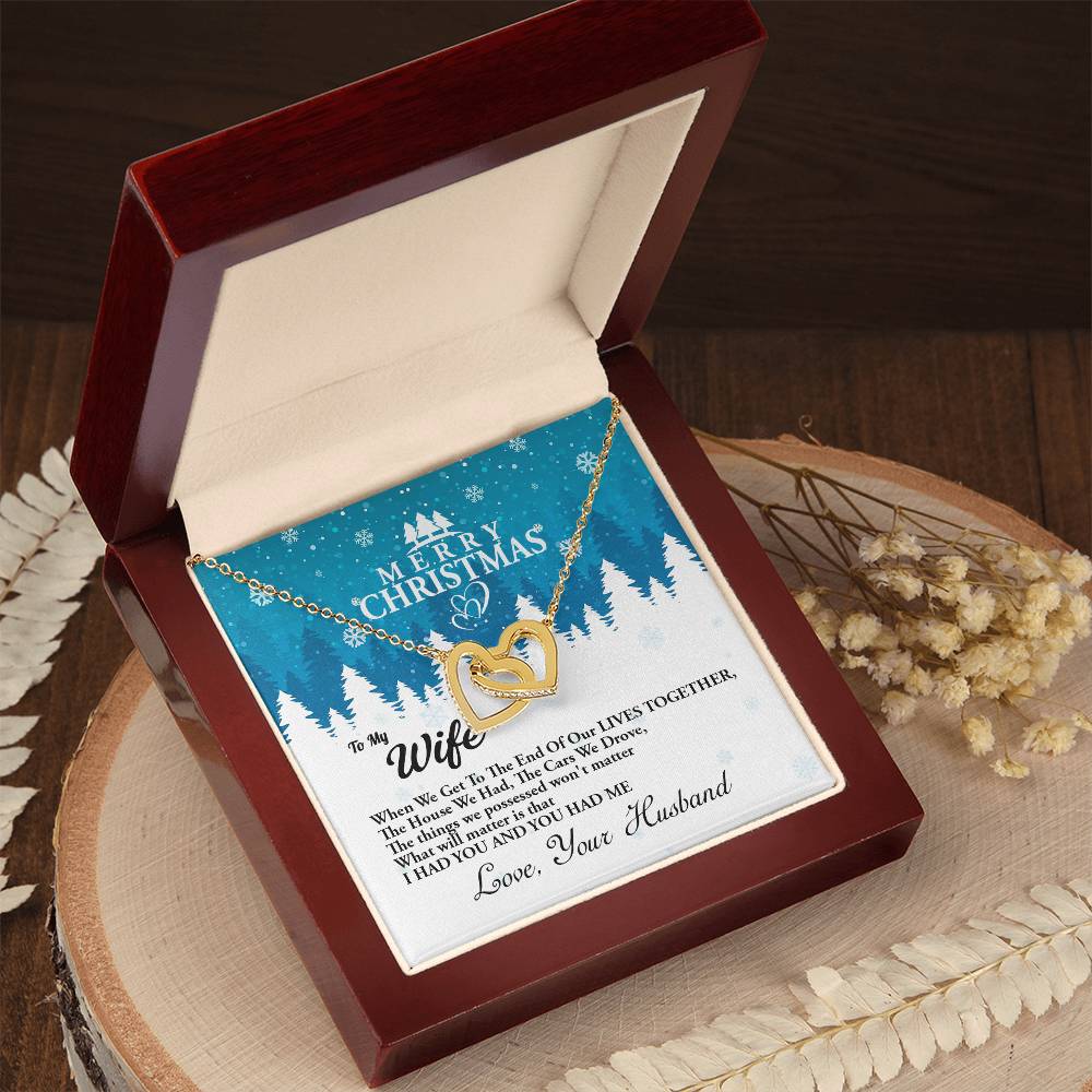 4010a Interlocking Hearts neck, Gift to my Wife with Beautiful Message Card