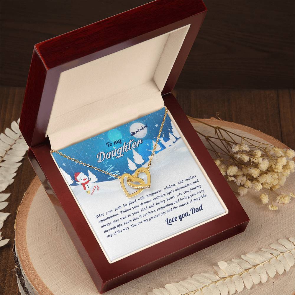 4008a Interlocking Hearts neck, Gift to my Daughter  with Beautiful Message Card