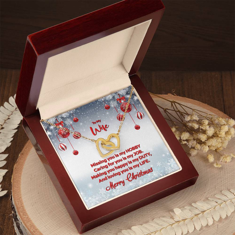 4012 Interlocking Hearts neck, Gift to my Wife with Beautiful Message Card