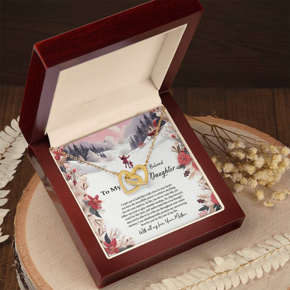 4023c Interlocking Hearts Necklace, Gift to my Daughter with Beautiful Message Card