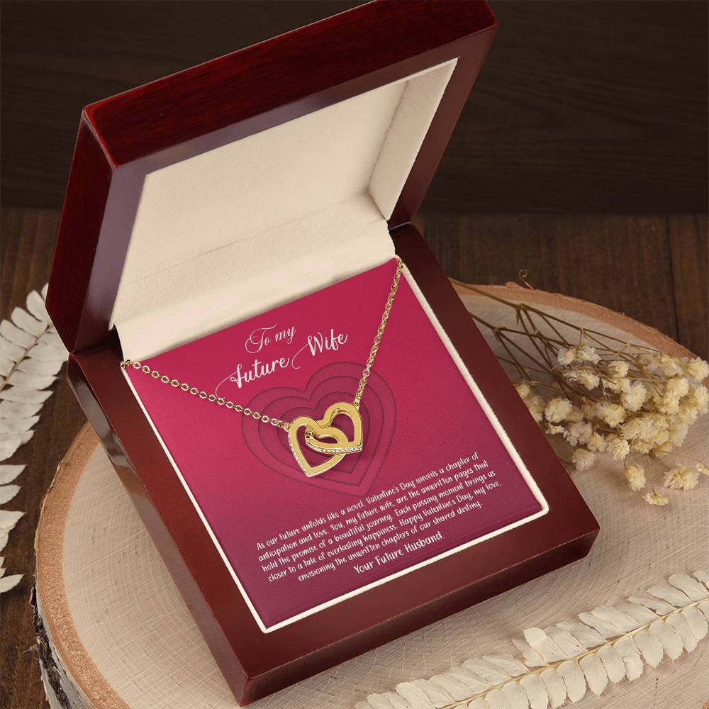 valentine-9d Interlocking Hearts Necklace, Gift to my Future Wife with Beautiful Message Card