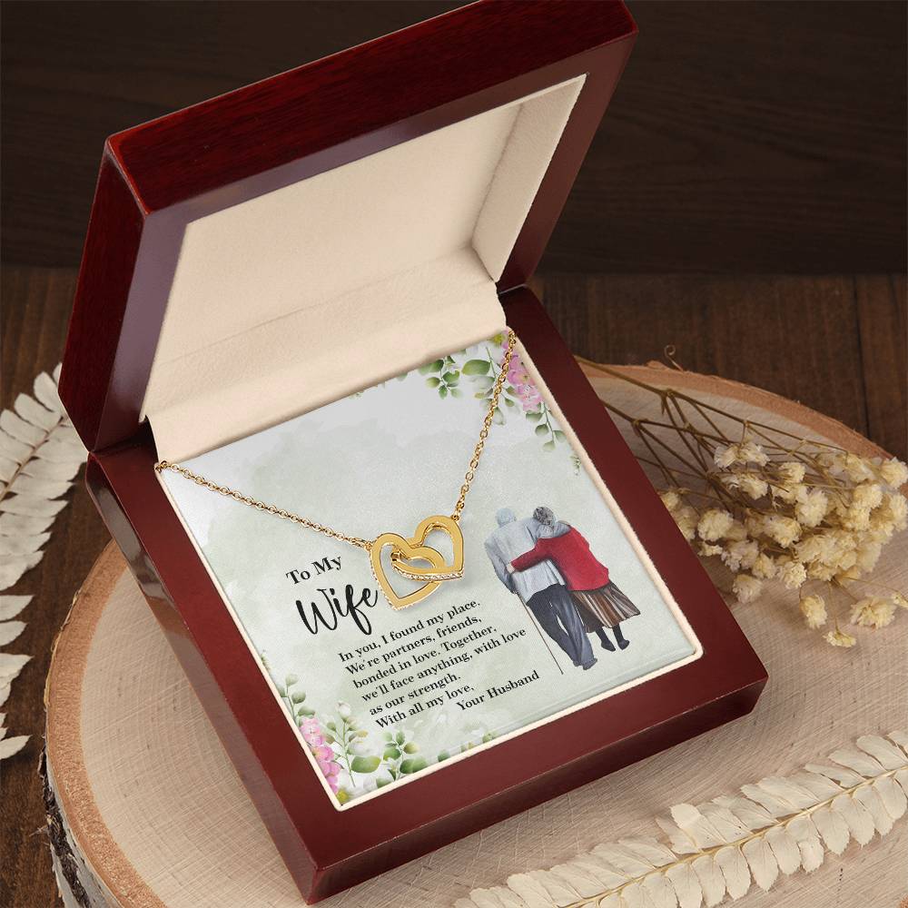 4028a Interlocking Hearts neck, Gift to my Wife with Beautiful Message Card