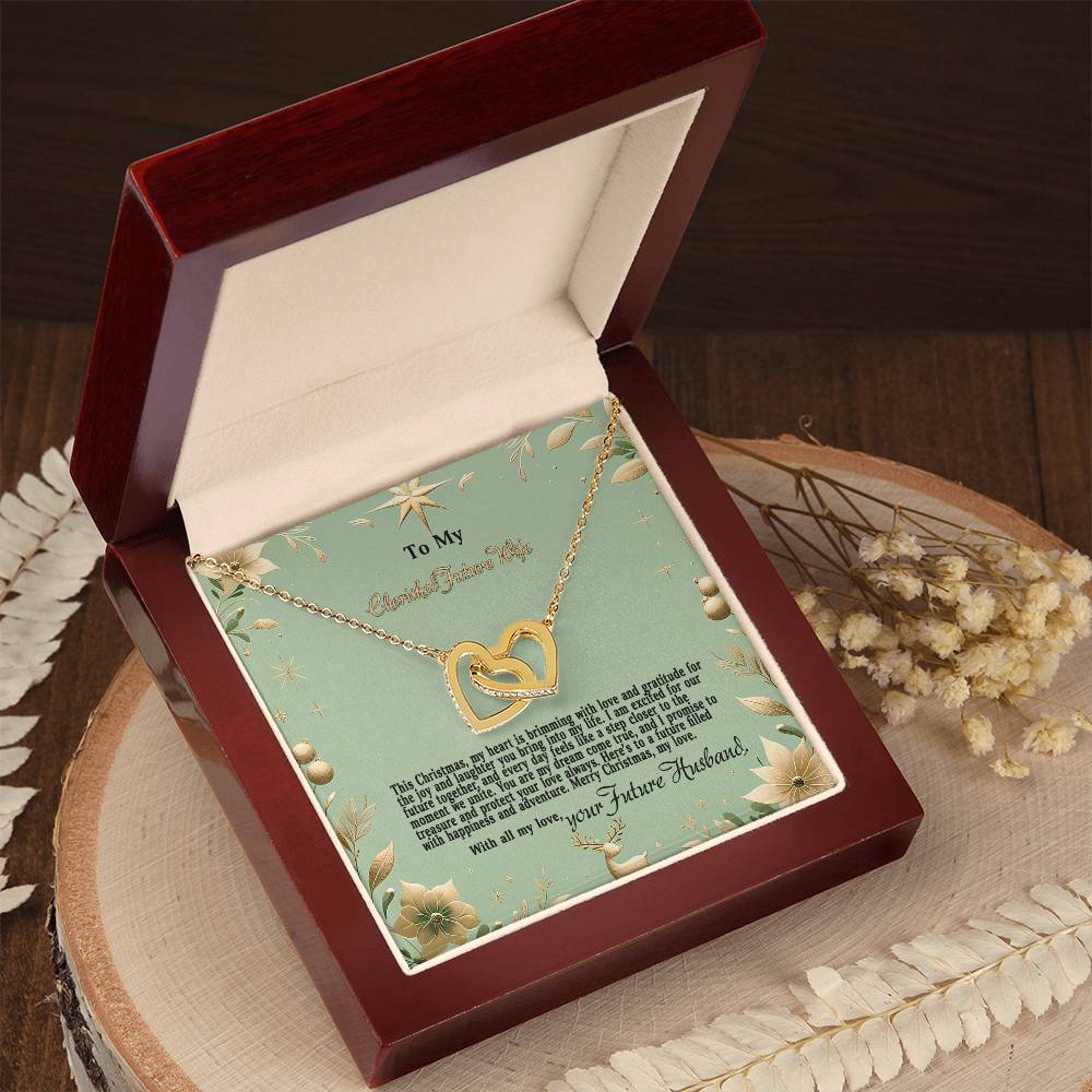 4047c Interlocking Hearts Necklace, Gift to my Future Wife with Beautiful Message Card