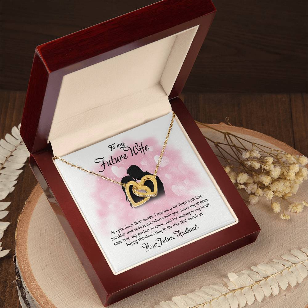 valentine-5d Interlocking Hearts Necklace, Gift to my Future Wife with Beautiful Message Card