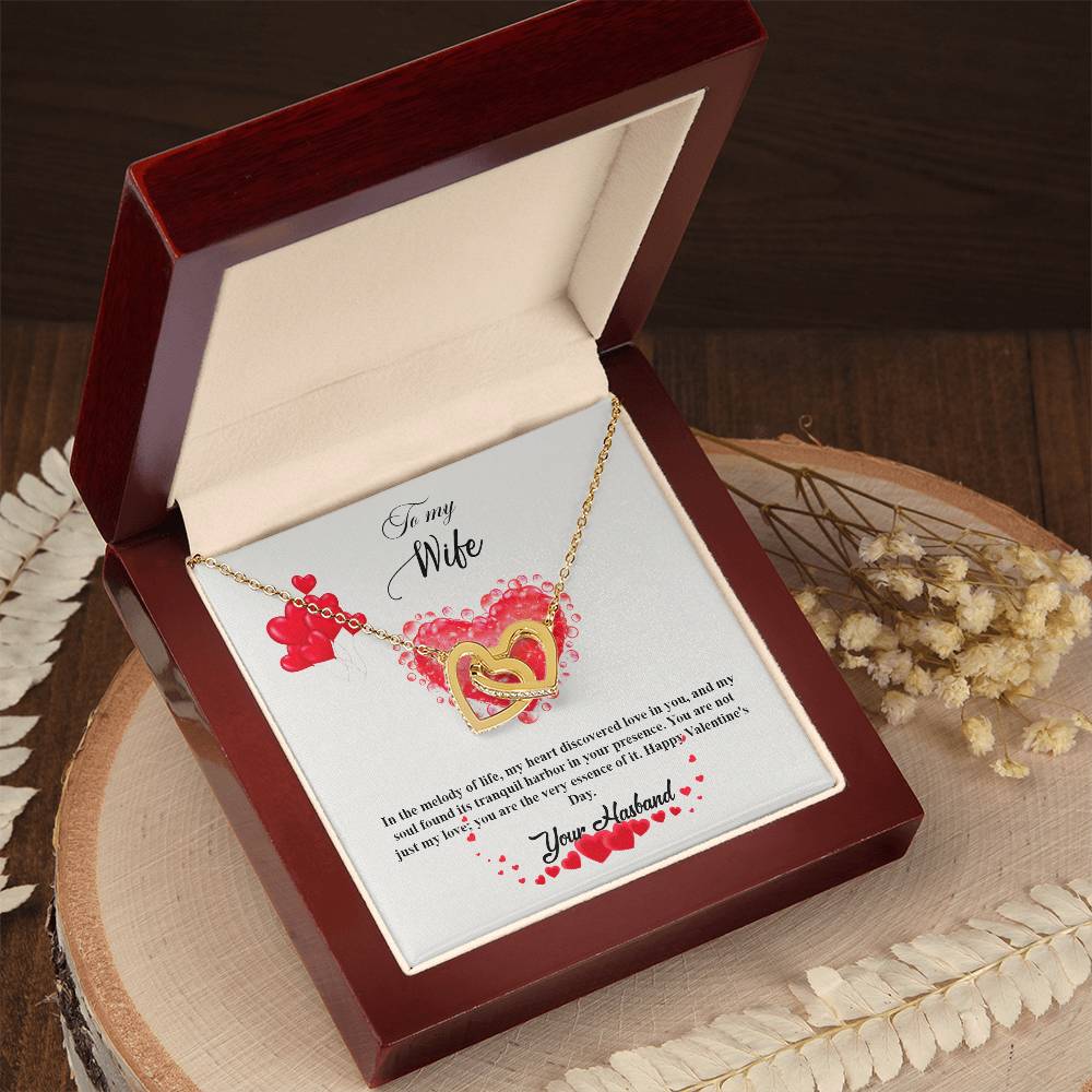 valentine-20a Interlocking Hearts Necklace, Gift to my Wife with Beautiful Message Card