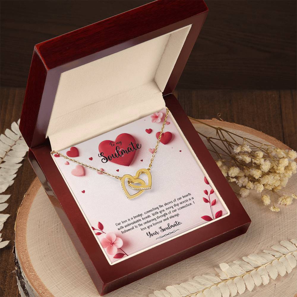 Valentine-st6b Interlocking Hearts neck, Gift to My Soulmate with Message Card