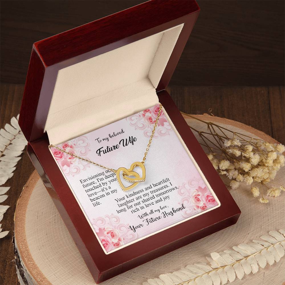 4036b Interlocking Hearts Necklace, Gift to my Future Wife with Beautiful Message Card