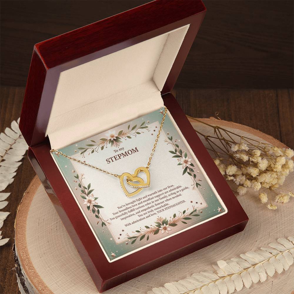 4049c Interlocking Hearts Necklace, Gift to my Stepmom with Beautiful Message Card