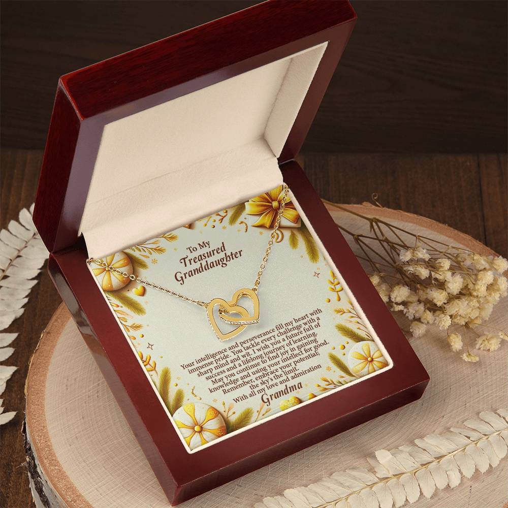 4056b Interlocking Hearts Necklace, Gift to My Granddaughter , with beautiful message card