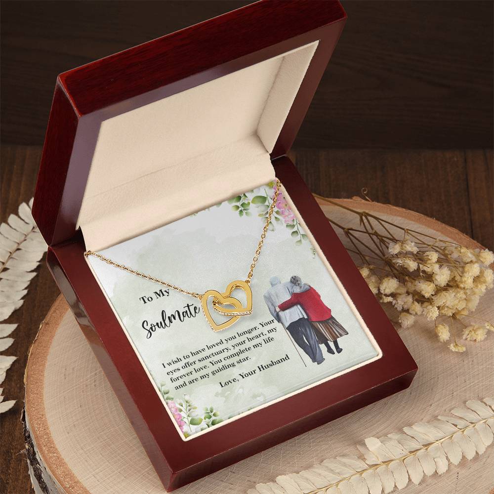 4028c Interlocking Hearts neck, Gift to My Soulmate with Message Card