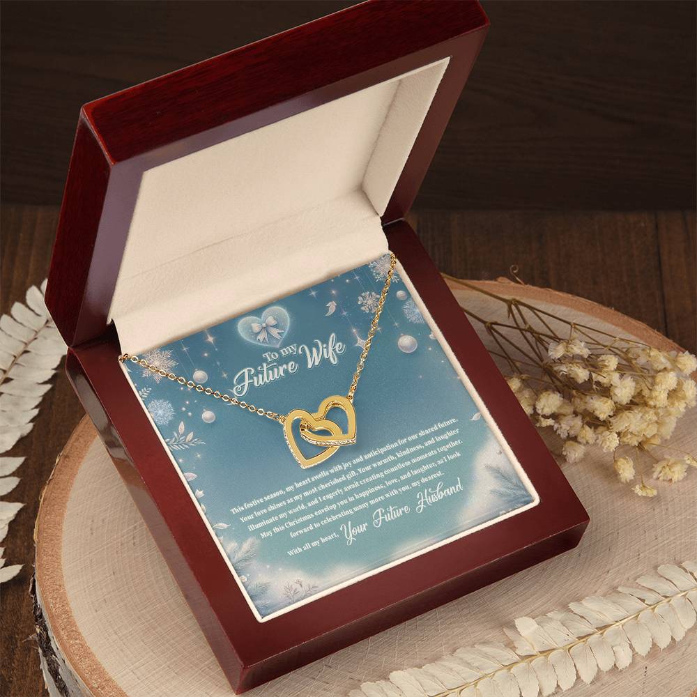 4045 (3) Interlocking Hearts Necklace, Gift to my Future Wife with Beautiful Message Card