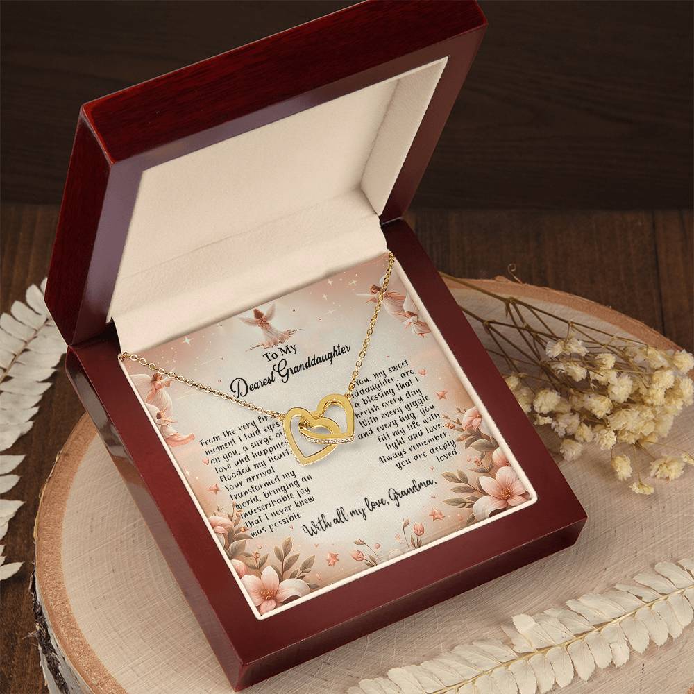 4052a Interlocking Hearts Necklace, Gift to My Granddaughter , with beautiful message card